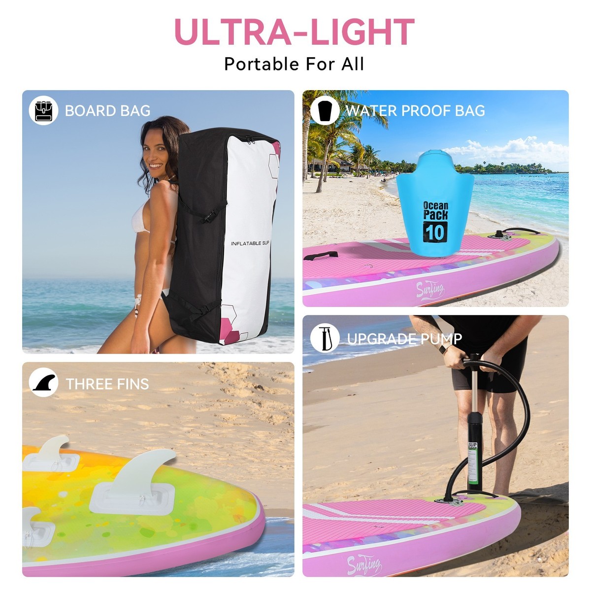 11ft Inflatable Paddle Board Stand Up SUP Surfboard 33