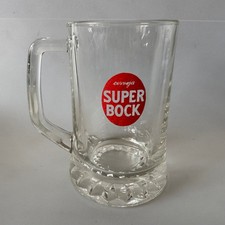 Vtg Super Bock Small 25cl Thick Glass Portuguese Beer Lager Mug 4.5" Tall 80's