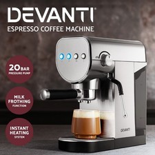 Devanti Coffee Machine 20 Bar Espresso Maker Milk Frother Cappuccino Latte Cafe