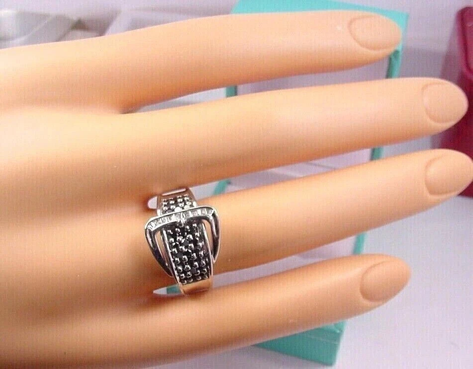 Anel de banda em forma de cinto de diamante preto simulado corte redondo 2 quilates folheado a ouro branco 14K - Imagem 4 de 4