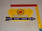 VINTAGE CHEVROLET OK USED CARS ARROW 12" METAL CHEVY CAR TRUCK GASOLINE OIL SIGN