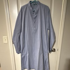 Men's Blue Cotton Kurta size XL Long Sleeve with Button Placket Traditional
