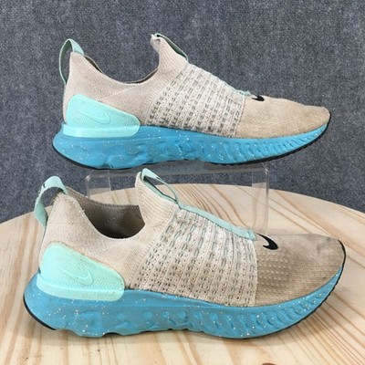 Nike Shoes Mens 9 React Phantom Run Flyknit 2 Low Sneakers DD9662-100 White Blue
