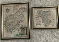Pair Of Framed Antique Maps Derbyshire & Northamptonshire/ J. Seller