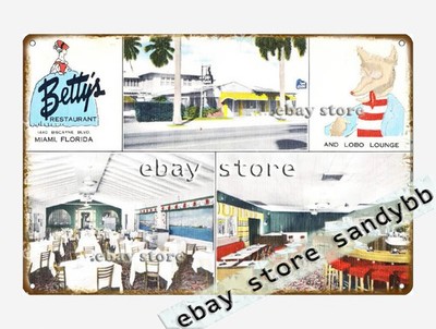 1930-45 Betty's Restaurant, 1440 Biscayne Blvd., Miami, Florida tin sign