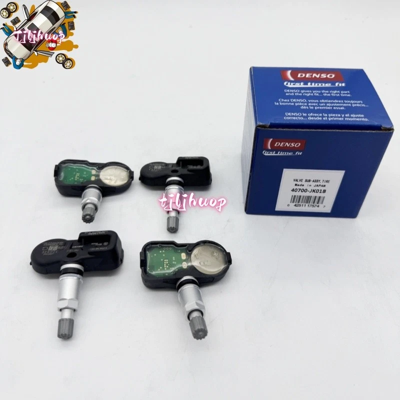 Sensor de presión de neumáticos Denso TPMS 40700-JK01B de 4 piezas para Infiniti FX35 FX45 FX50 G35 Foto 2 de 4