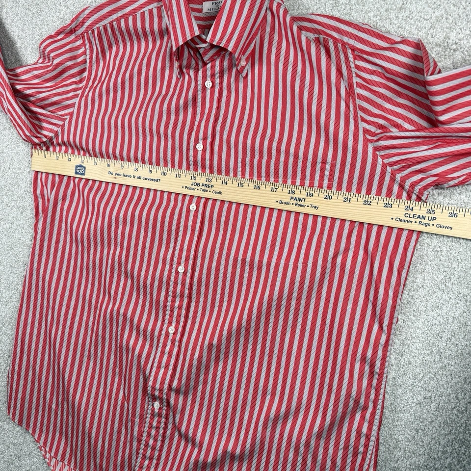 Camisa de Lujo de Algodón Rayas Fray 42 16.5 Hecha en Italia Foto 4 de 4