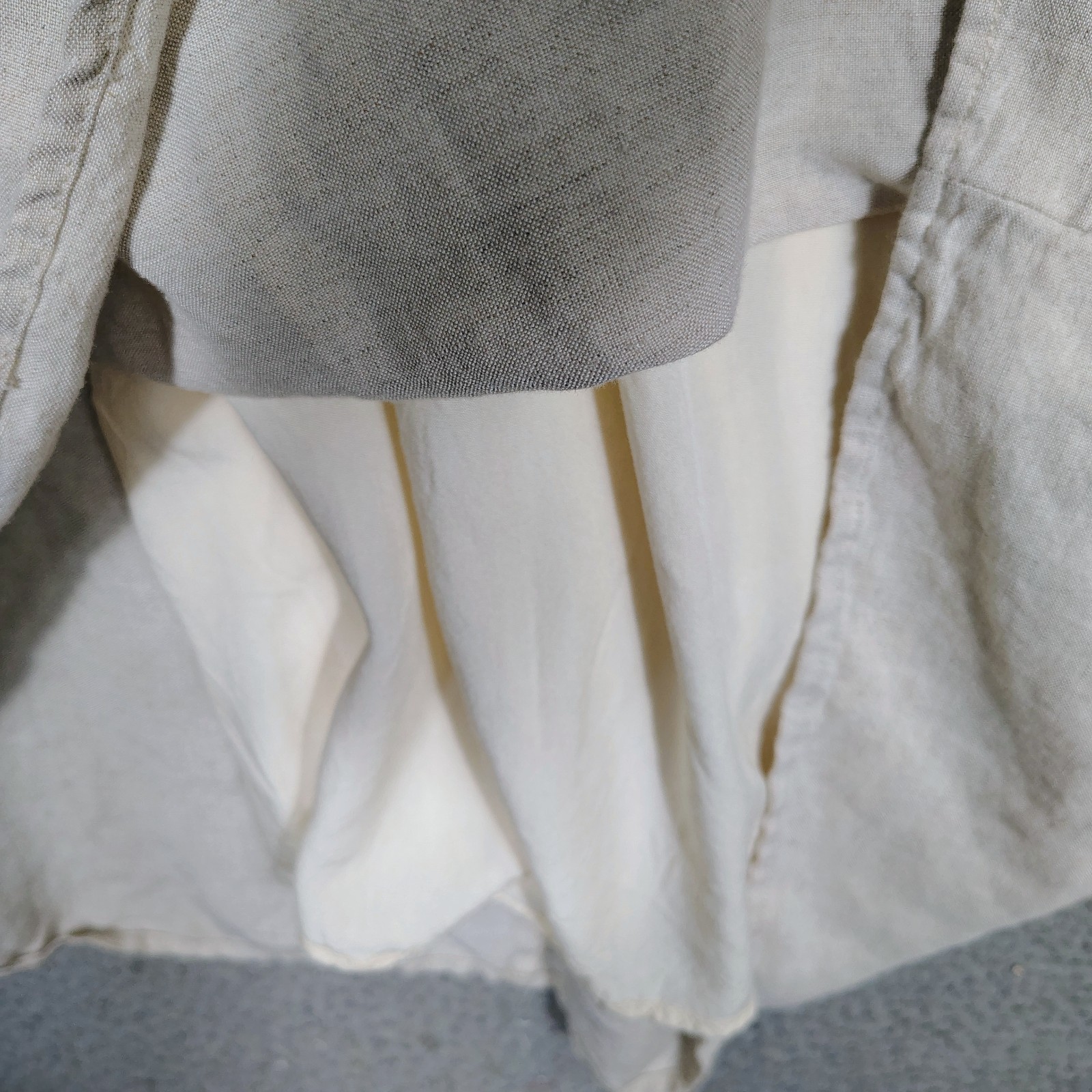 Veiled Midi Dress Women's M/Short Beige Linen Blend Pleated Minimalist Modest