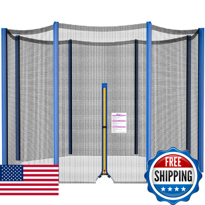 #ad Blue 15ft Trampoline Enclosure Net Replacement 6 Pole Round Frame Zipper Buckl $79.99