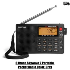 C Crane Skywave 2 Portable Pocket Radio Color: Gray