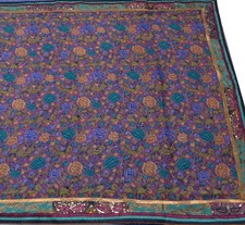 Sushila Vintage Purple Saree 100 Pure Georgette Silk Printed Floral Sari Fabric