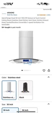 Island Range Hood 30 Inch 700 CFM Gesture & Touch Control Ceiling Mount Stainles