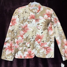 Alfred Dunner Jacket Women’s 14P Textured Floral Artsy Elegant Botanical NWT