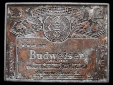 JF13152 VINTAGE 1970s  GENUINE BUDWEISER LAGER BEER  BRASSTONE BELT BUCKLE