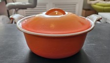 Vintage Le Creuset Cousances 22 Casserole Dish Dutch Oven Volcanic Orange