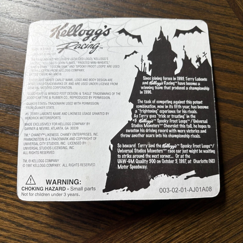 Kellogg's Spooky Fruit Loops Frankenstein Car 1:64 Universal Monsters 1997 NEW - Image 2 of 2