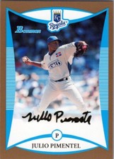 2008 Bowman Draft Prospects Gold #BDPP74 Julio Pimentel FG Kansas City Royals