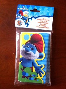 A Lot 6 Invitation Cards New Official Movie Smurf Smurfs Envelope Ebay
