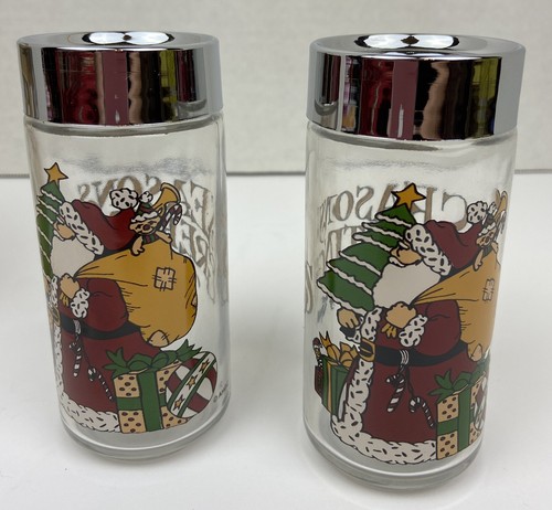 Anchor Hocking HomeTrends Victorian Santa Seasons Greetings Salt Pepper Shakers - Picture 2 of 9