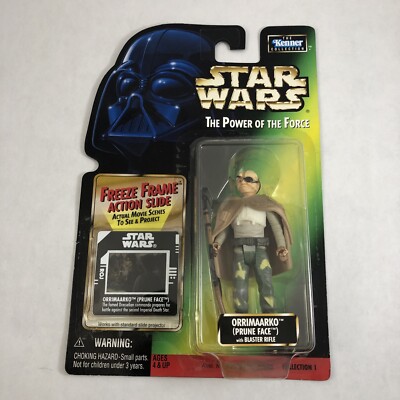 Star Wars POTF Orrimaarko Prune Face Figur Freeze Frame Slide Vintage 1998 NOS