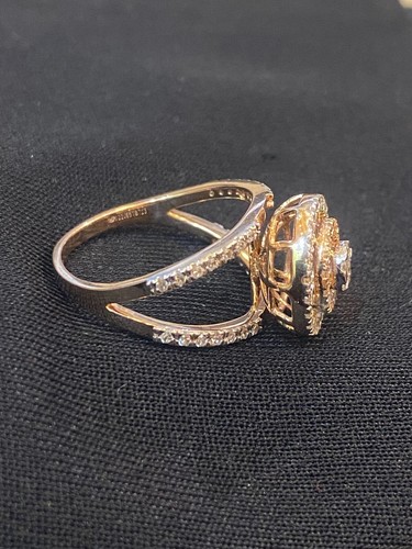 Pave 0,75 Cts Rund Brilliant Diamanten Doppelter Halo Verlobung Ring In 14K Gold - Bild 11 von 12