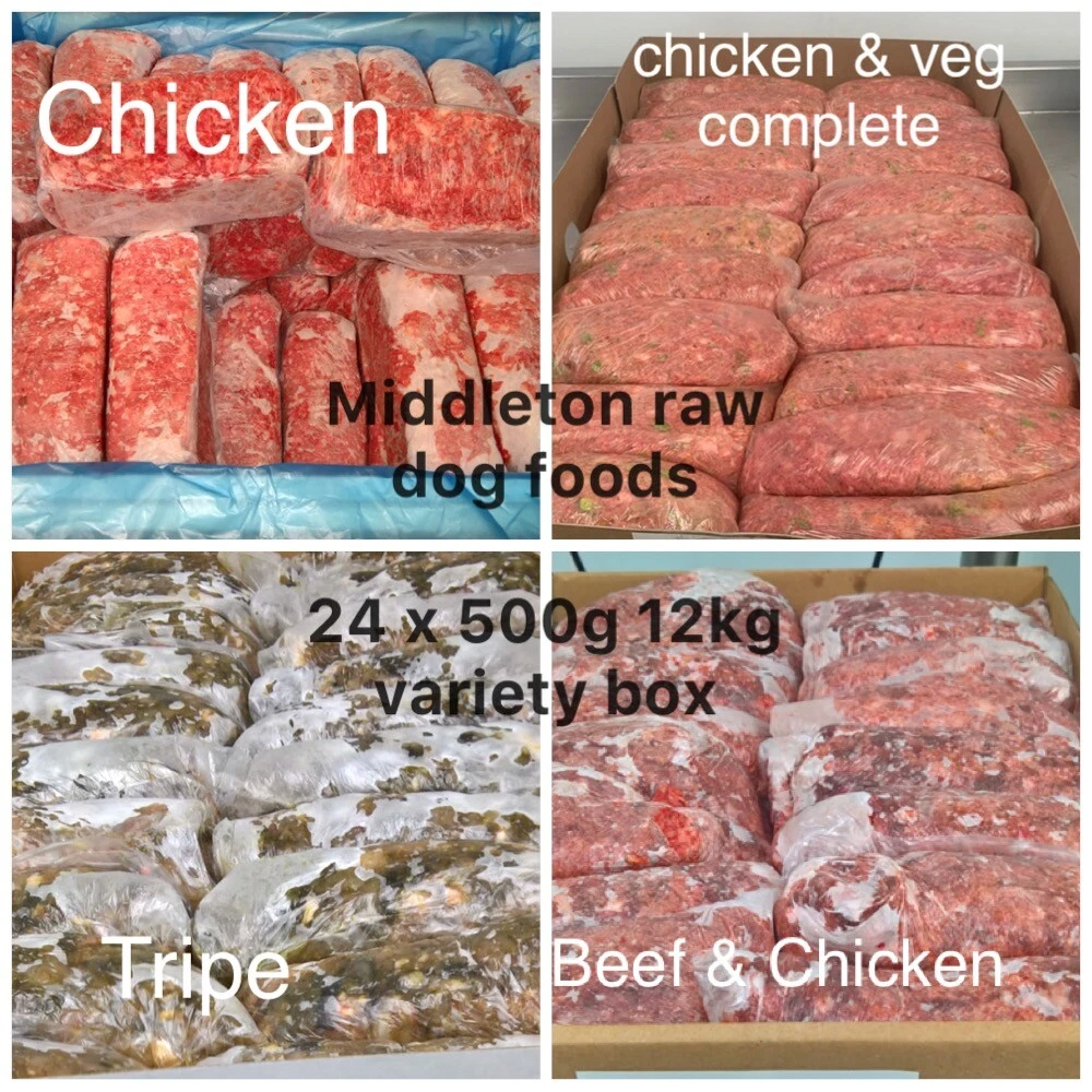 Variety Box Frozen Dog Food 24x 500g bags 12kg box. BARF RAW DIET delivered
Opens in a new window or