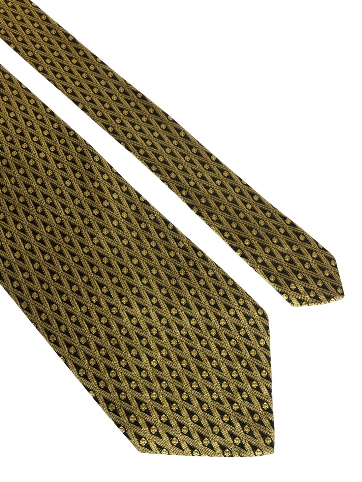 Robert Talbott Protocol Gold Black Geometric Silk… - image 2