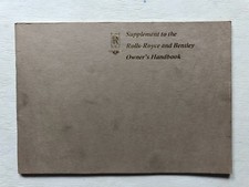 Supplemento Al Manuale Uso e Manutenzione Rolls Royce e Bentley In Inglese