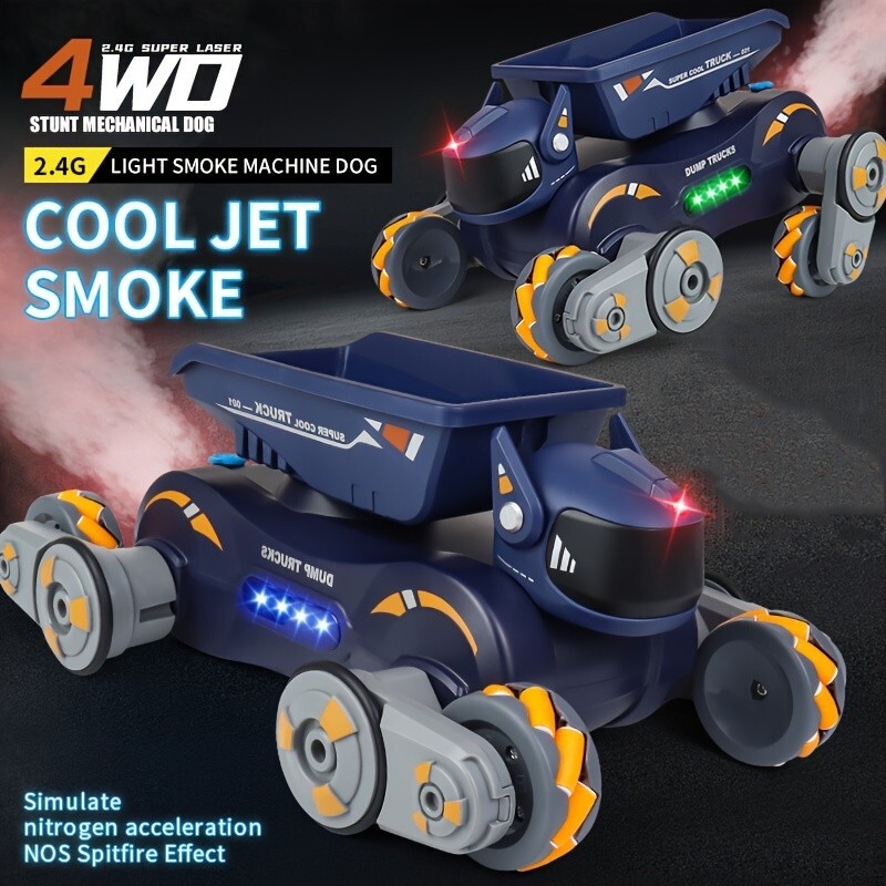 2.4Ghz 4WD Gesture Sensing Stunt RC Dog with Music & Light with 2 Battery-Orange