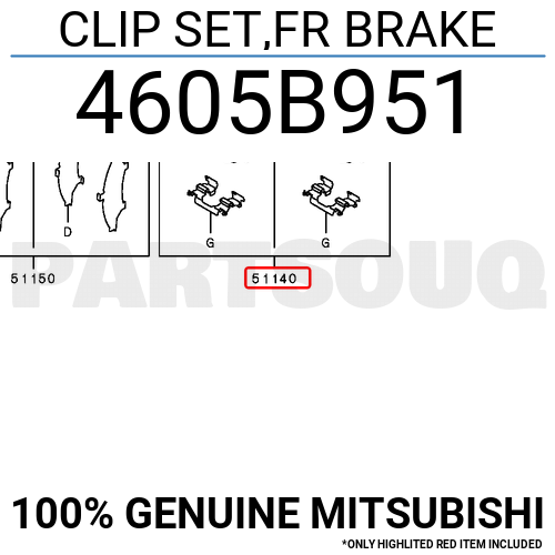 4605B951 Genuine Mitsubishi CLIP SET FR BRAKE for sale online eBay