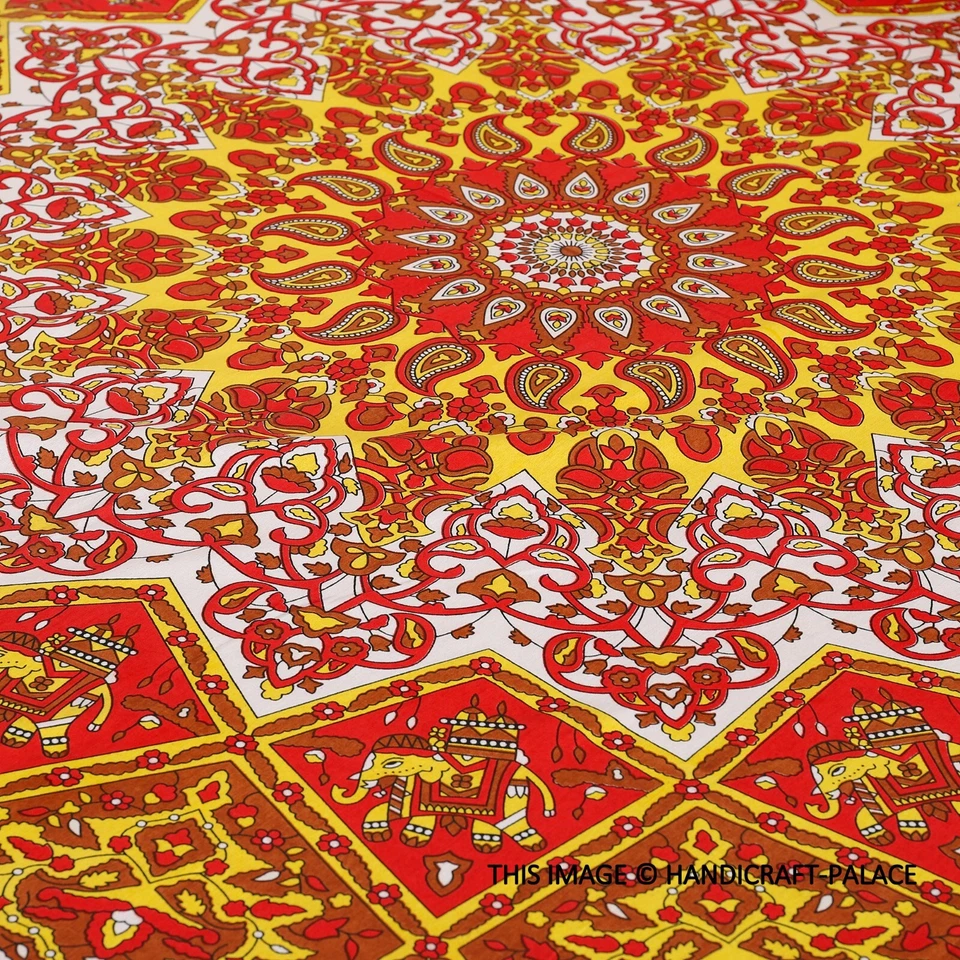 Sábana bajera mandala roja india 100 % algodón tapiz hippie con juego de almohada Foto 4 de 4