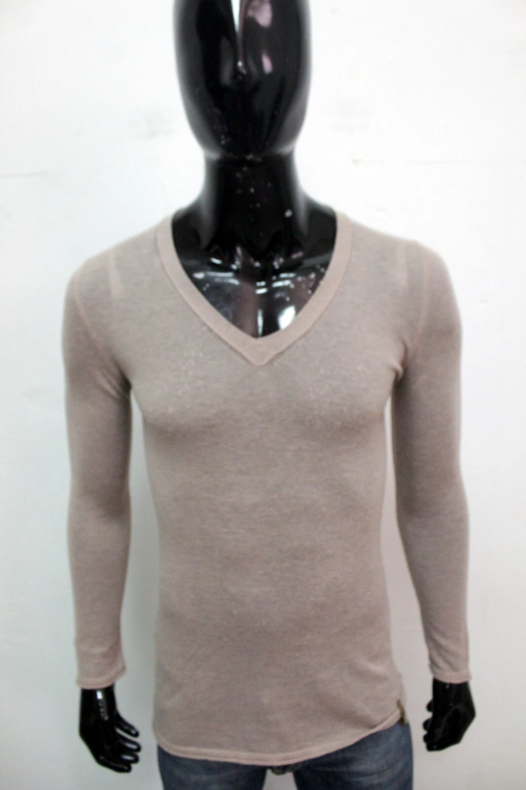 Jeckerson Men's Sweater Size M Pink Pullover Logo Man Wool