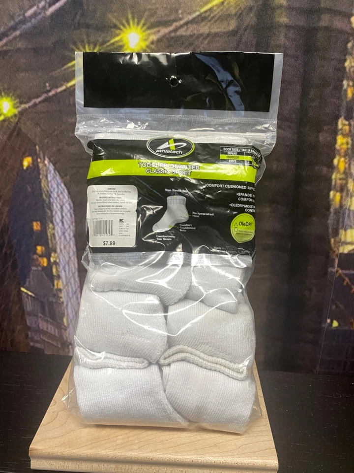 Calcetines blancos deportivos clásicos Athletech para niños pequeños cuarto - 10 pares Foto 4 de 4