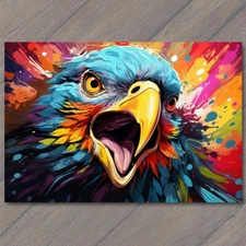 Art Print Eagle Bird Smile Happy Retro Pop Art Splash Colors Fun Cute Vibrant