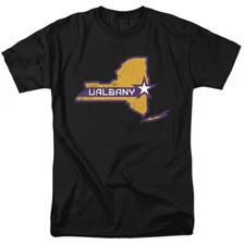 University of Albany Adult T-Shirt State Shape, Black, S-5XL