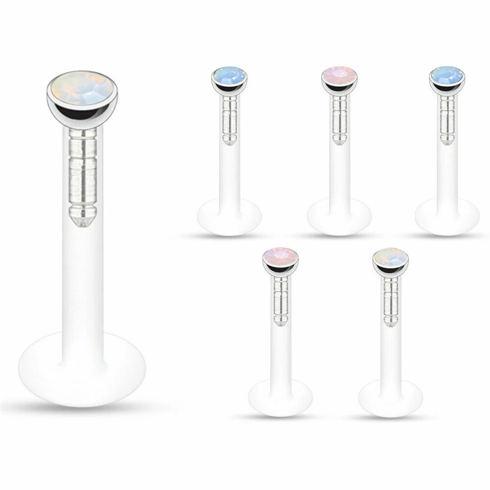 2er 6mm-12mm Lippenpiercing Labret Monroe Opalit Acryl Stab Tragus Ohr Piercing - Bild 2 von 4