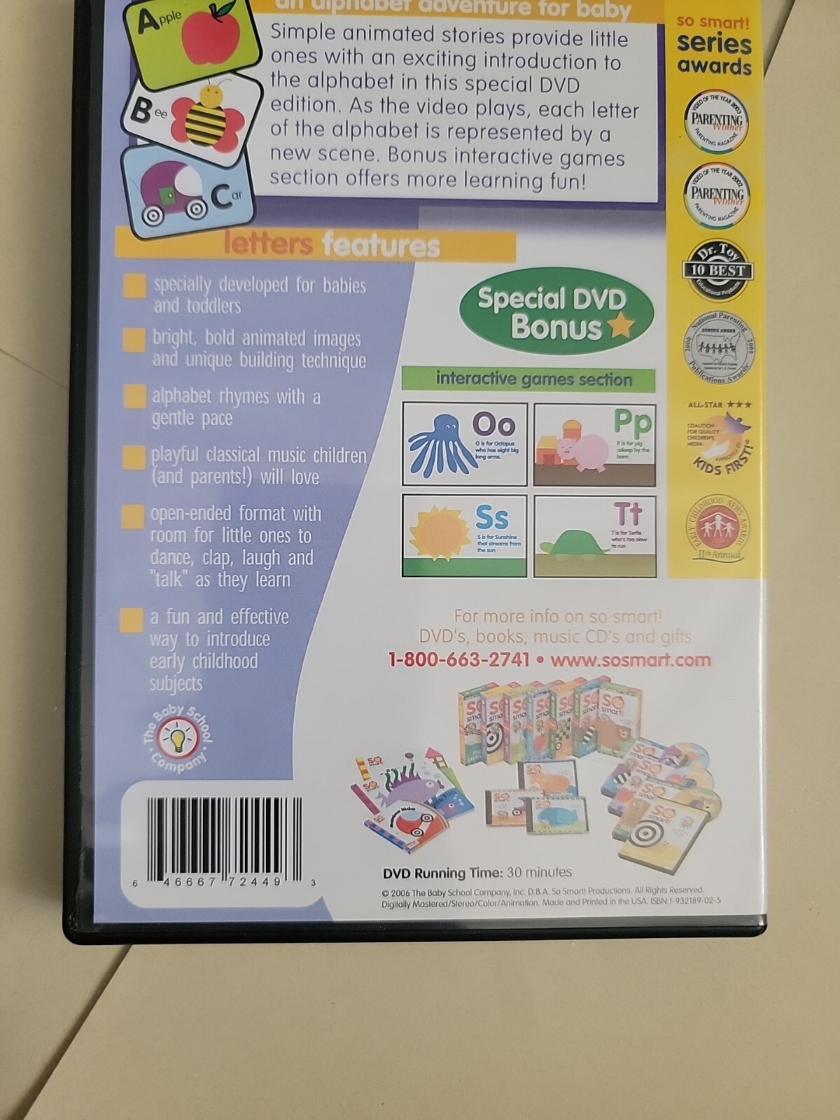 Letters DVD So Smart! School Of Baby 9-36 Months Childhood Spanish