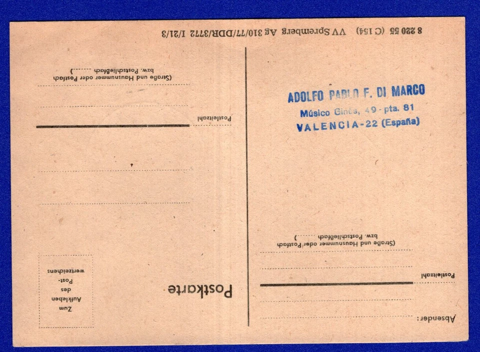 TARJETA RDA ALEMANIA, CANCELACIÓN DE AJEDREZ, 1978 Foto 2 de 2