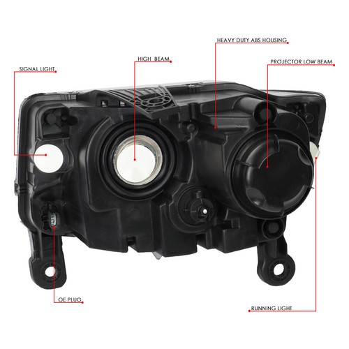 FOR 2014-2016 JEEP GRAND CHEROKEE WK2 PAIR PROJECTOR HEADLIGHT/LAMPS BLACK/AMBER - Picture 6 of 7