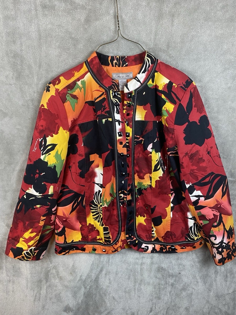 Birch Hill Jacket Floral AOP Size XL Womens Pockets Lined Long