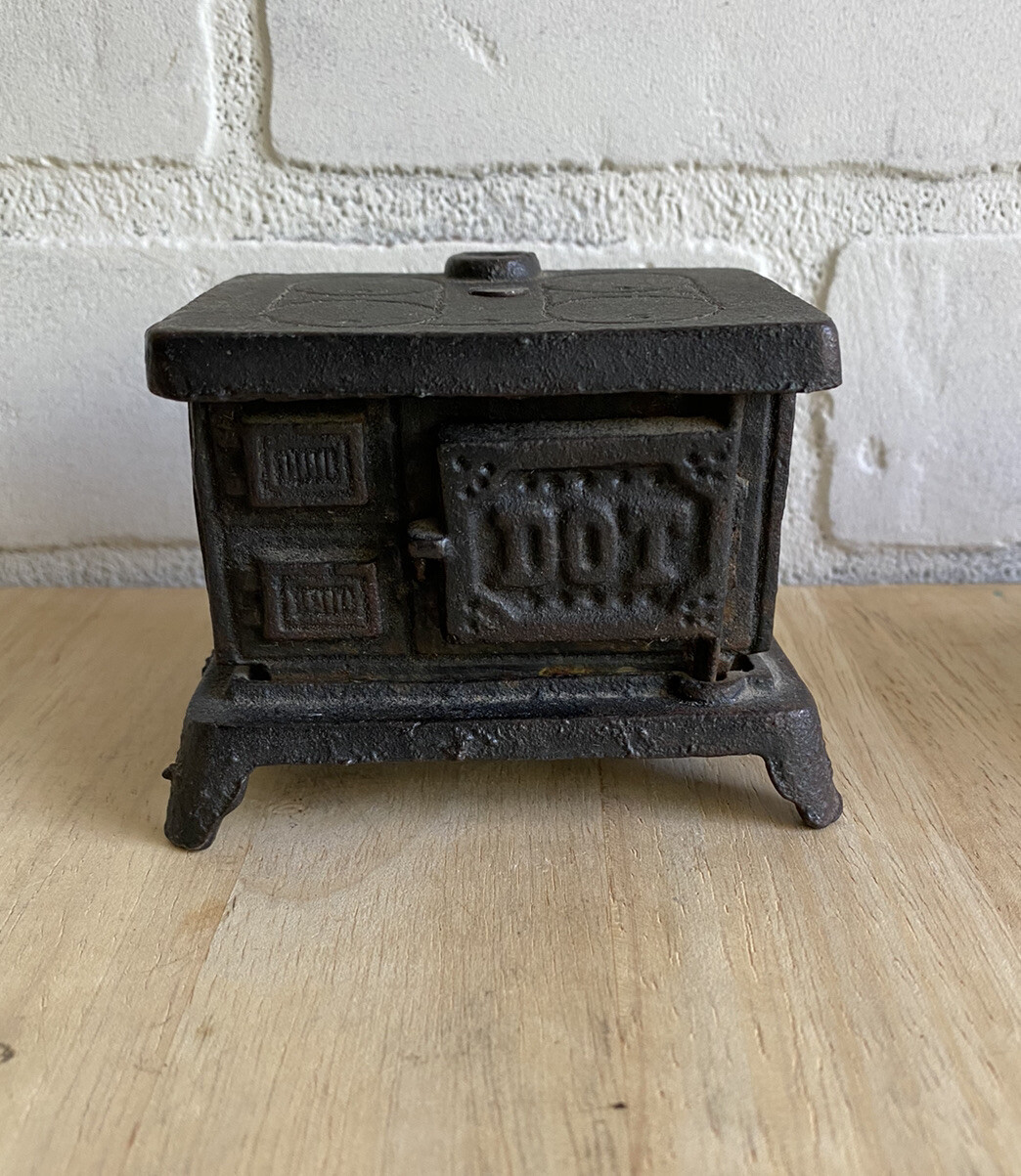 Original Antique DOT Cast Iron Stove Coin Bank ~ Cook With Cash | eBay