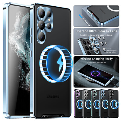 For Samsung Galaxy S24 Ultra S23 S22 Plus S21 Magnetic Mag Safe Metal Matte Case