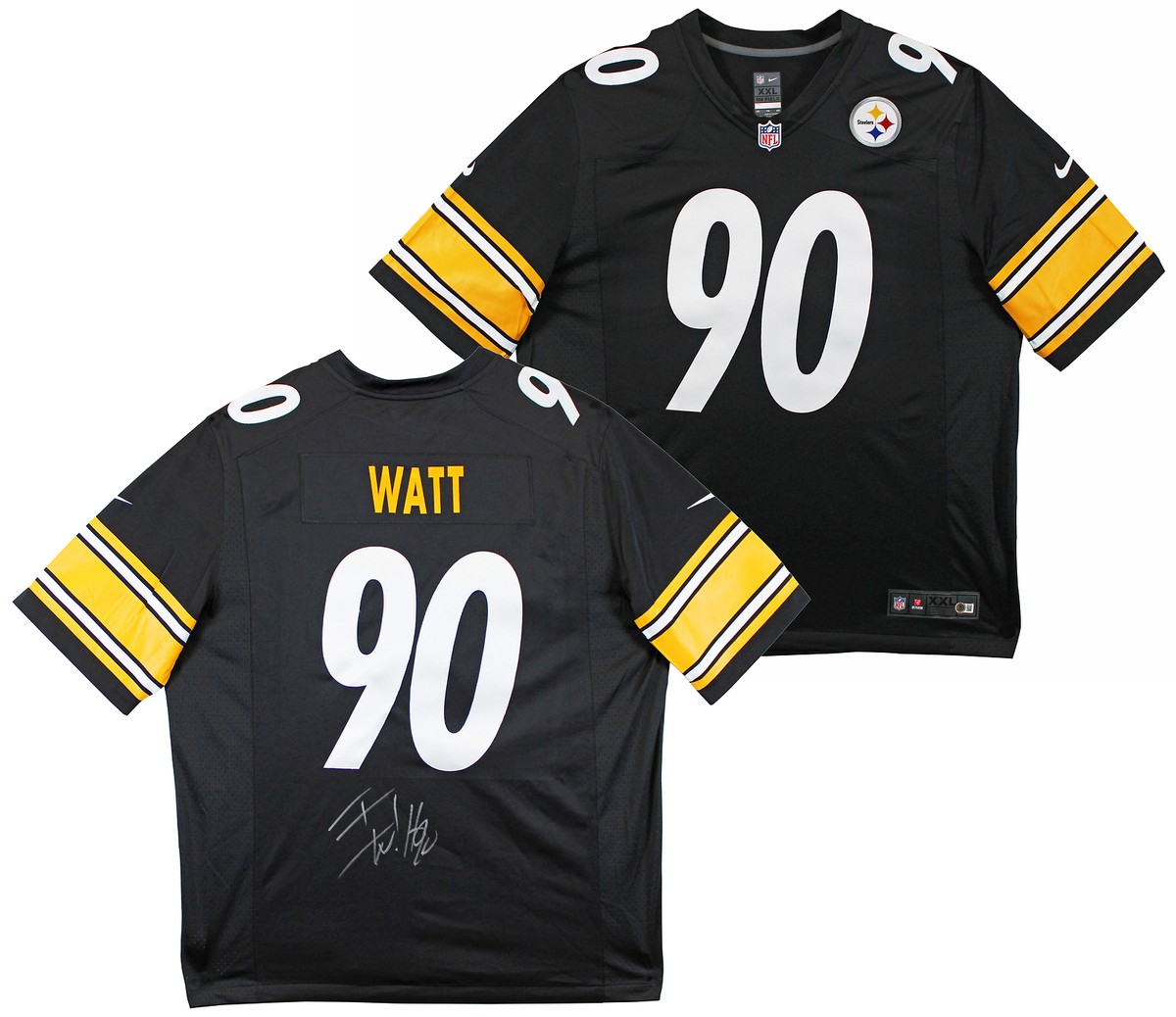 Steelers Watt Signed Black Nike Limited Jersey w/ Silver Sig