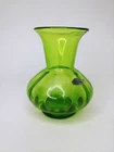 Unique Vintage Green Blenko 6.5” Tall Blown Glass Vase Mid Century