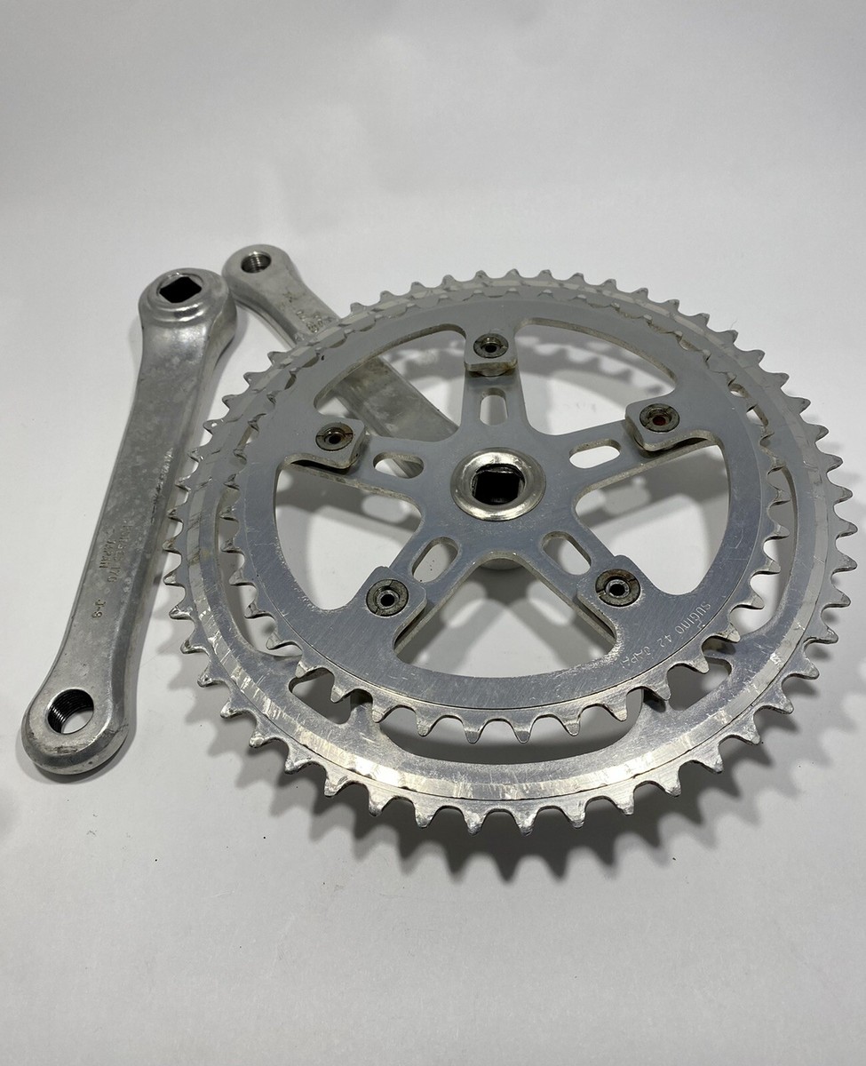 Vintage Sugino Fuji Racing Crankset 170mm Silver Japan Vintage Sugino Fuji Racing Crankset 170mm Silver Japan