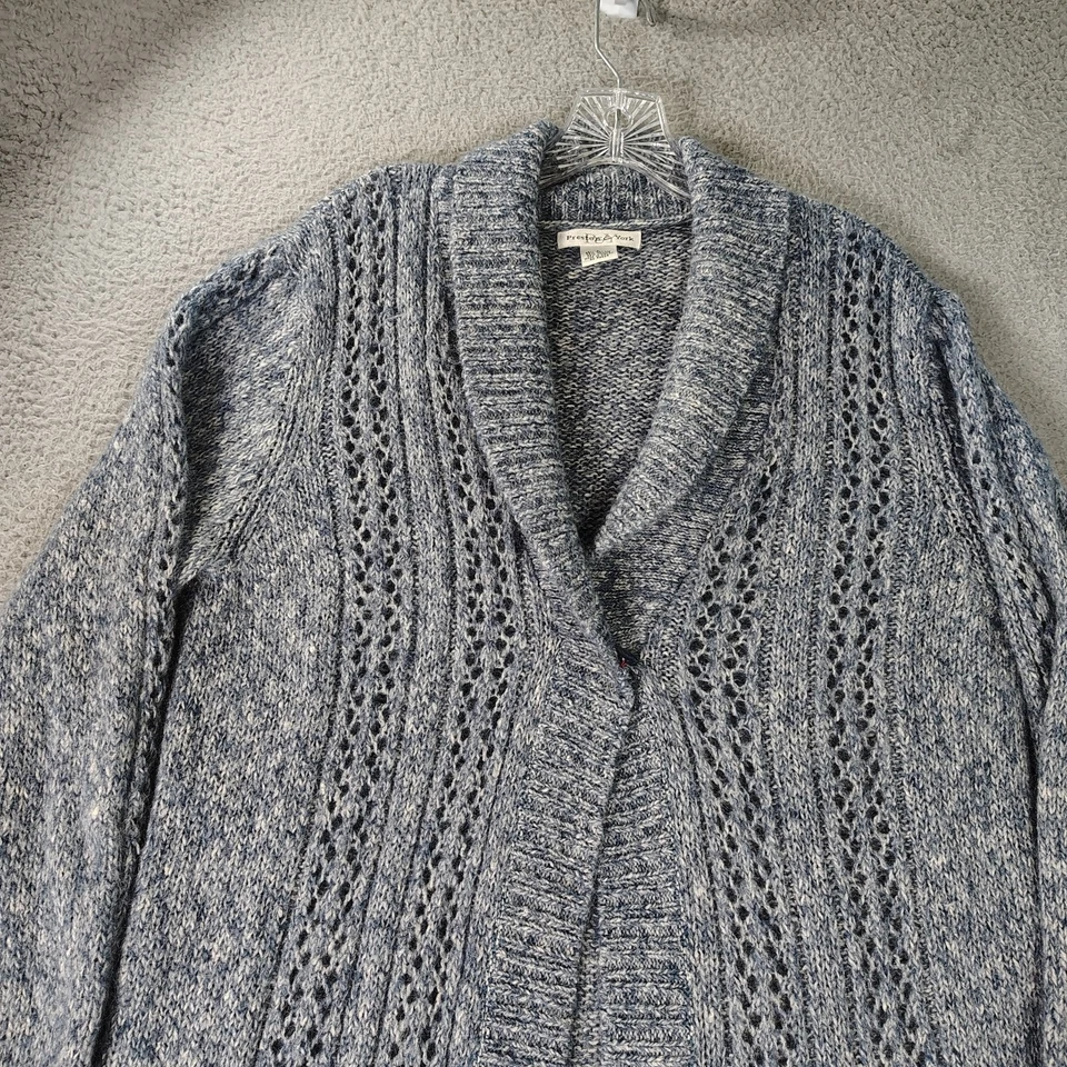 Cárdigan Suéter Preston & York Para Mujer Talla Grande Gris Tejido Abierto Informal Foto 3 de 4
