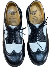 Dr. Doc Martens England Rare Vintage Black White Brogue Oxfords Wingtips Sz 10