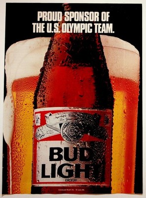 Bud Light Vintage Print Ad Beer U.S. Olympic Team Sponsor 1980s Advertisement