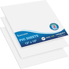 Expanded PVC Plastic Sheets - 12" X 12" Rigid White Sheet for Crafts, Signage, 
