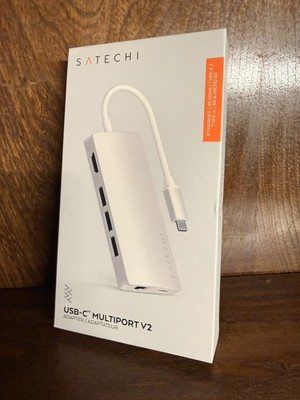 Satechi USB-C Multiport V2 Adapter (Ethernet/HDMI/USB-A/SD) Silver New Sealed